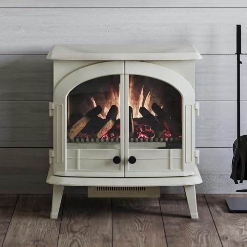 Modern Ember Harlowe Electric Fireplace in Cream