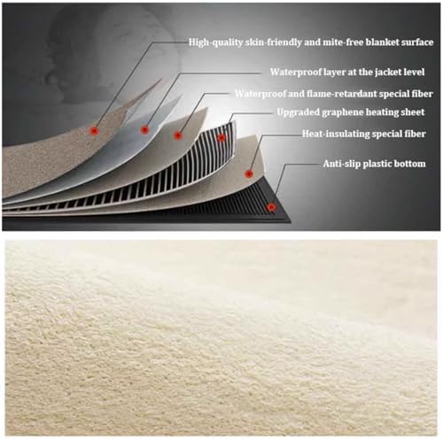 WSNCXFW 80x190cm Graphene Heated Floor Rug with Non-Slip Back