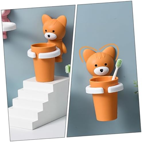 PACKOVE Wall-Mount Cartoon Toothbrush Holder Organizer