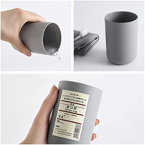 MinLia Bathroom Tumblers Plastic Mouthwash Cup Holder Khaki