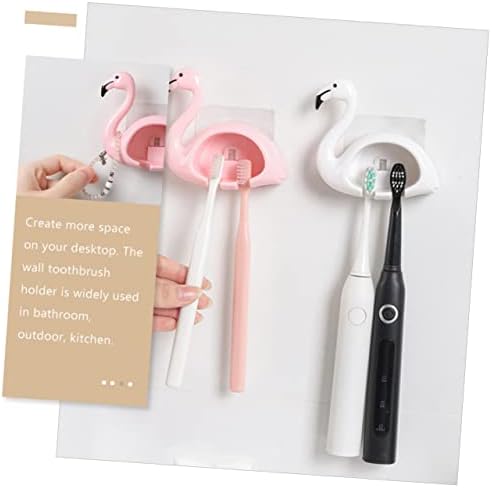 Garneck 2pcs Flamingo Wall Mounted Toothbrush Holder