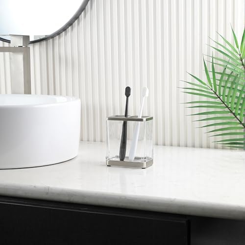 H Halston Heavy Weight Glass Toothbrush Holder