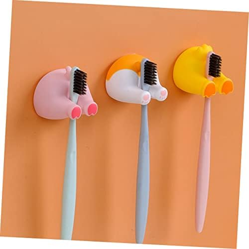 2pcs Cartoon Pig Tail Wall Hooks Toothbrush Holders for Bathroom Organization