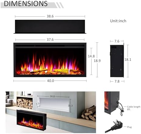 Legend Flame 40 W Electric Fireplace Insert with Smart Controls