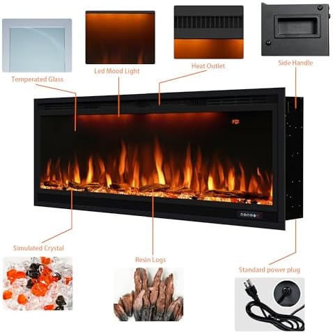 Dreamflame 42 Inch Smart Electric Fireplace with App Control and Timer