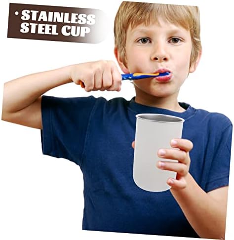 Healifty 2pcs Stainless Steel Toothbrush Cup for Boys and Girls