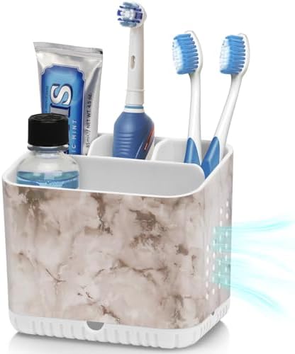 PARKMANI 4 Slots Toothbrush Holder with Drainage and Marble Design