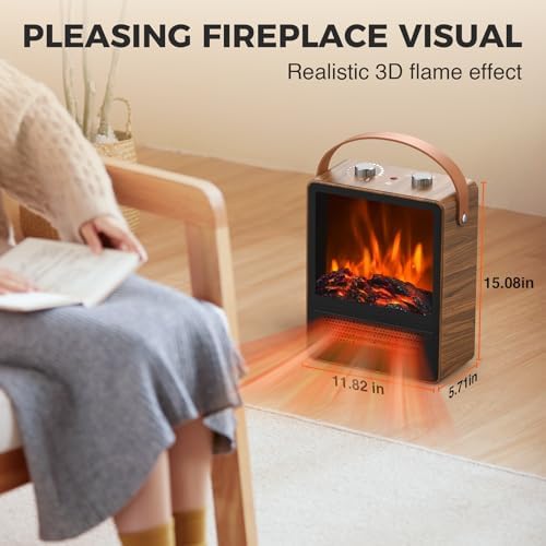 Alpaca Electric Fireplace Heater with 3D LED Flame 1500W750W