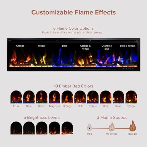 Modern Ember Aerus 72 Inch Smart Linear Electric Fireplace 1