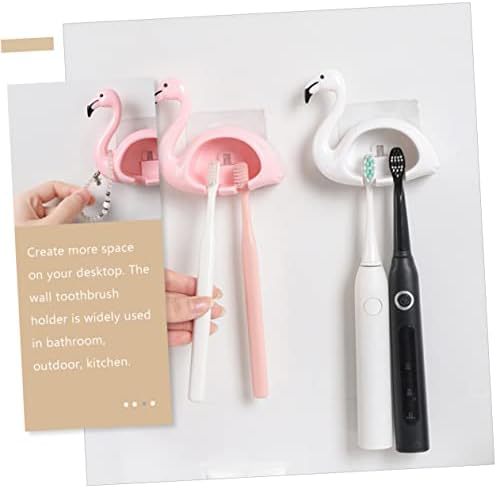 Gatuida 2PCS Flamingo Toothbrush Holder Wall Mounted Organizer