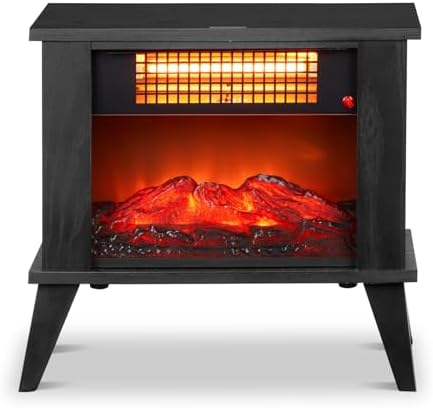 ROVSUN Electric Fireplace Stove 15W Realistic Flame Adjustable Heating