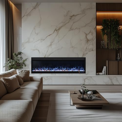 Oxhark Flame 60 Inch Smart Electric Fireplace with Remote Control and 1500W Heater