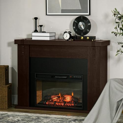 35 Inch Electric Fireplace with Mantel and Remote