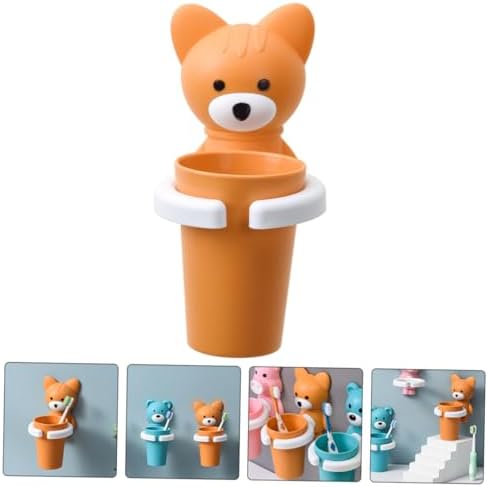 PACKOVE Wall-Mount Cartoon Toothbrush Holder Organizer