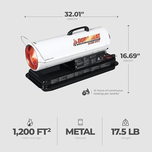 Dura Heat DFA50 50K BTU Kero Forced Air Heater with Carry Handle