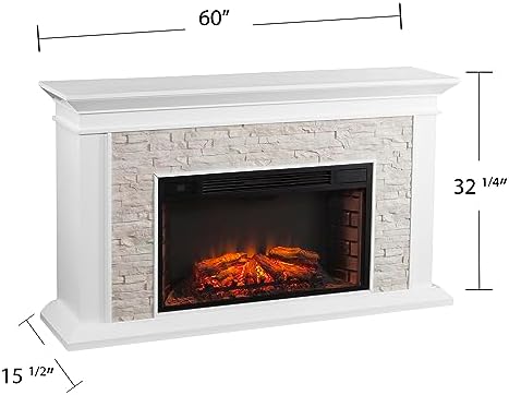 SEI Furniture Canyon Heights Electric Fireplace White