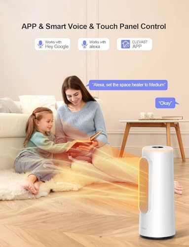 CLEVAST Smart Space Heater with RGB Night Light and Voice Control