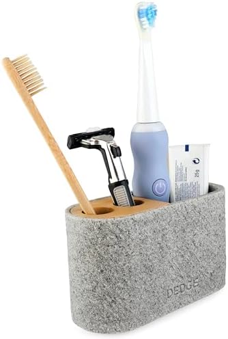Dedge 3 Slots Bamboo Toothbrush Holder with Drainage for Bathroom Storage