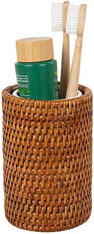 Kouboo La Jolla Rattan Toothbrush Holder Honey-Brown