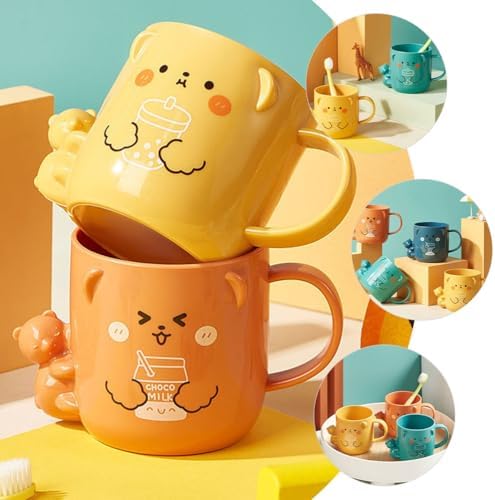 ULTECHNOVO 2 Pcs Kids Cartoon Toothbrush Cup