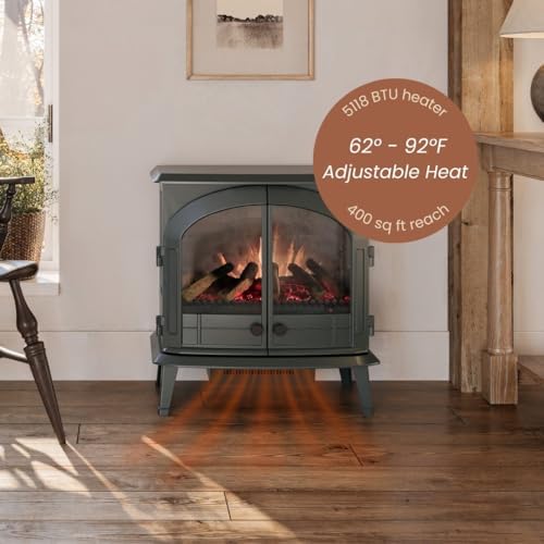 Modern Ember Harlowe Electric Fireplace in Hunter Green