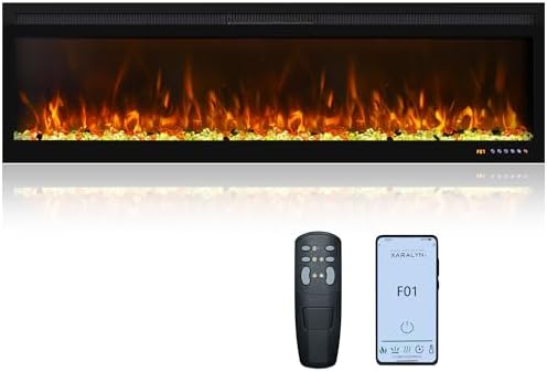 Oxhark Flame 60 Inch Smart Electric Fireplace with Remote Control and 1500W Heater