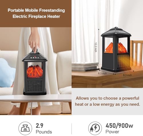 TOONLUPAL Mini Electric Fireplace with Remote Control