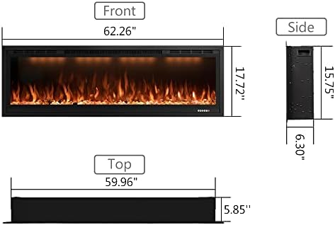 RODALFLAME 60 Electric Fireplace Insert with WiFi App Control