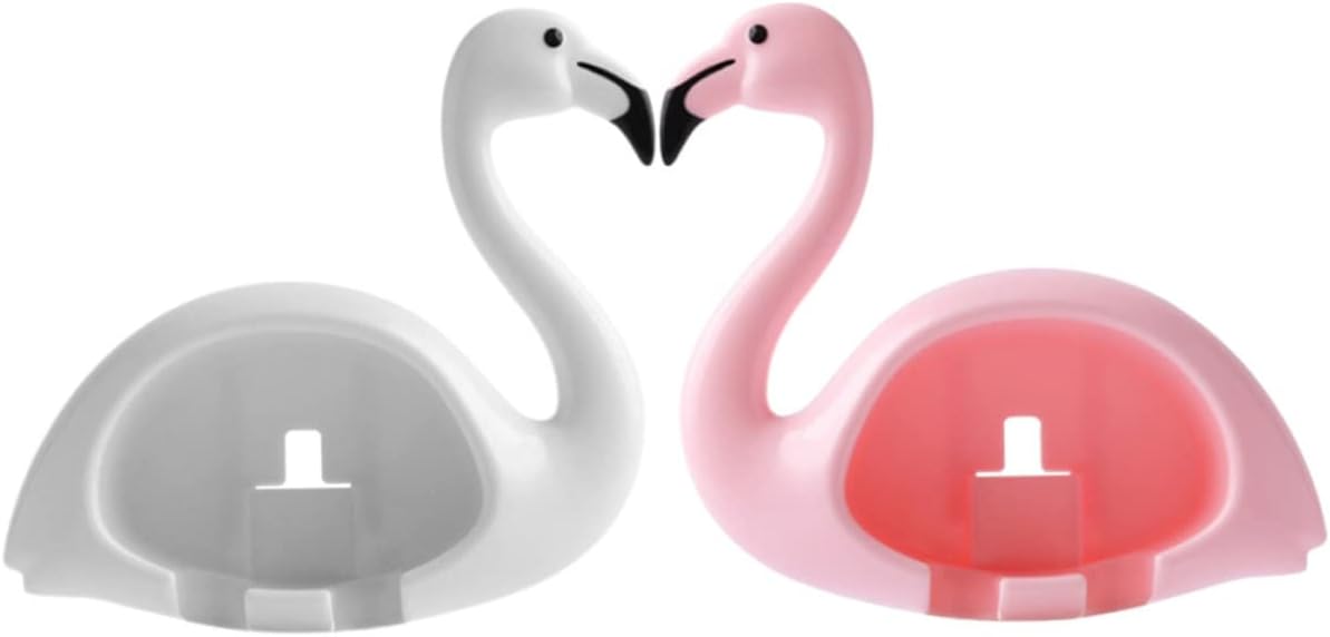 Garneck 2pcs Flamingo Wall Mounted Toothbrush Holder