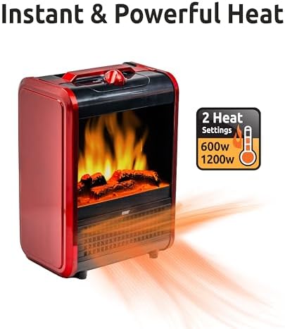 EZ-HEAT 1200W Mini Fireplace Heater with 3D Flame