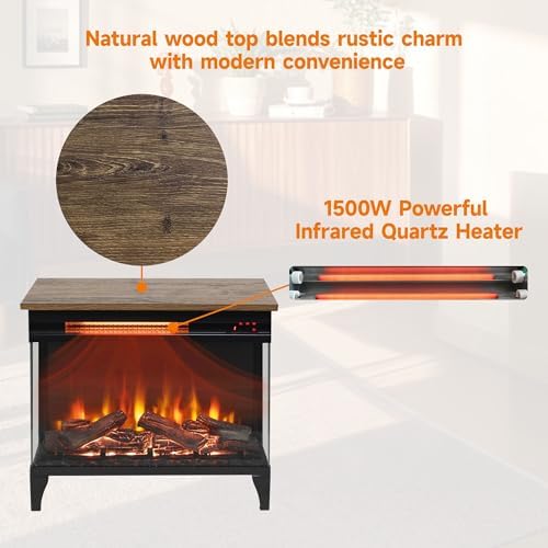Innoflame 24 Electric Fireplace Heater with Remote and Timer