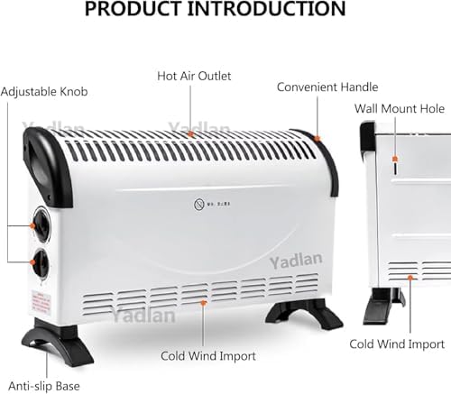 CLEIPENG 360 Circulation Electric Wall Mounted Space Heater with Adjustable Tat