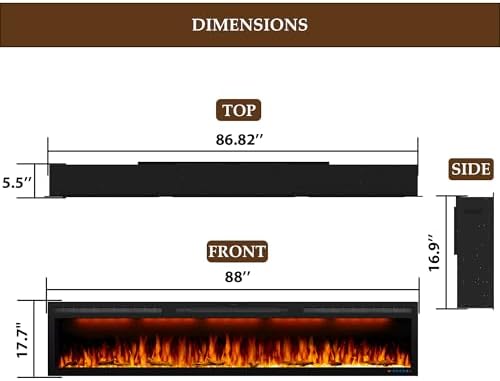 Dreamflame 88 Inches Electric Fireplace with Timer and Remote Control