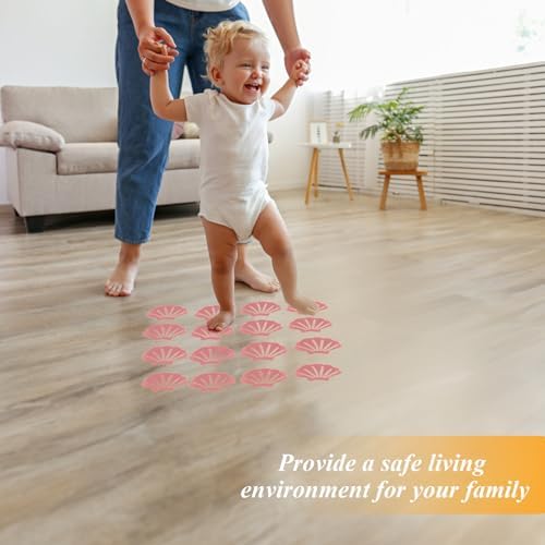 Coufce Bathtub Stickers Non-Slip Safety Treads Pink 12Pcs