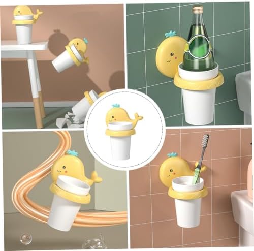 PRETYZOOM Cartoon Wall Toothbrush Holder - No Drilling Required