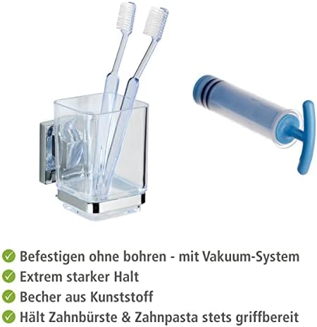 Wenko Quadro Toothbrush Holder with Vacuum-Loc SilverTransparent