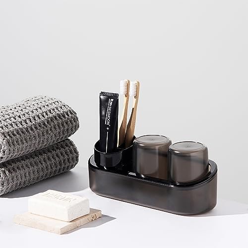 Kids Toothbrush Holder Set with 3 Slots and 2 Tumblers