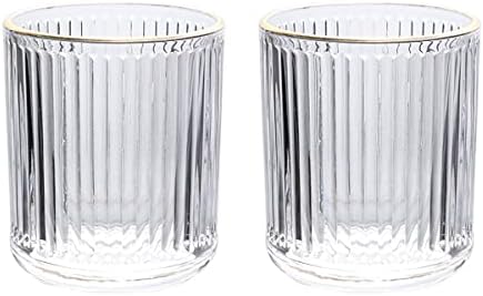 Gaolinci 2 Pcs Glass Tumbler Cup Toothbrush Holder Bathroom Cups 10 oz