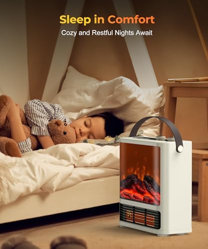 Abolee Fireplace Heater with Realistic LED Flame