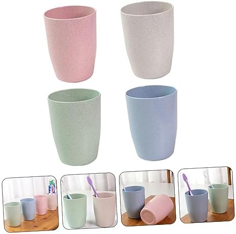 OHPHCALL Mouth Wash Cups 4 Pack Straw Tumbler for Bathroom