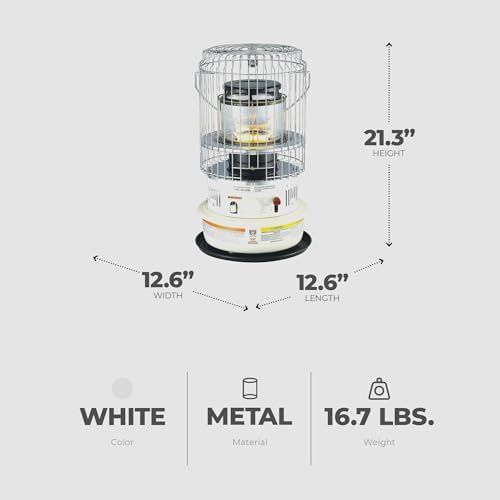Kero World Kerosene Heater with Chimney Compact and Portable White