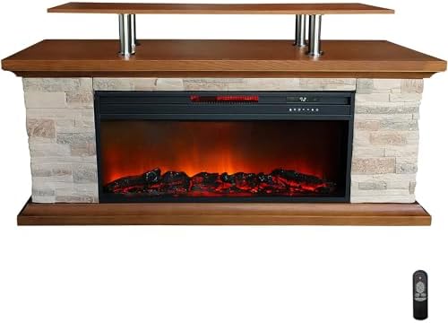 LifeSmart 60-Inch Faux Stone Electric Fireplace Heater with Remote and Timer 1