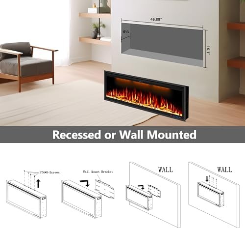 Benrocks 48 Smart WiFi Electric Fireplace Insert