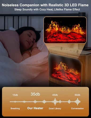 Electric Fireplace Heater with 3D Flame Thermostat and Remote Control