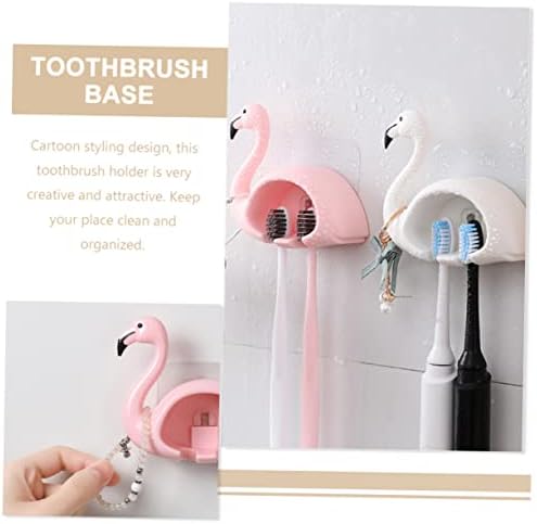 Garneck 2pcs Flamingo Wall Mounted Toothbrush Holder