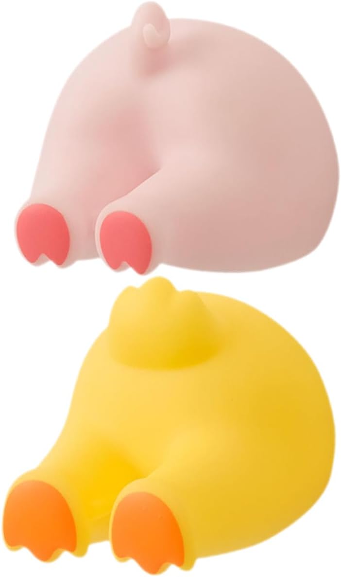 2pcs Cartoon Pig Tail Wall Hooks Toothbrush Holders for Bathroom Organization