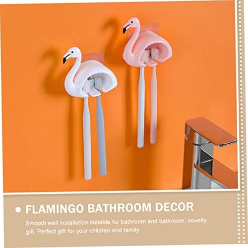 Garneck 2pcs Flamingo Wall Mounted Toothbrush Holder