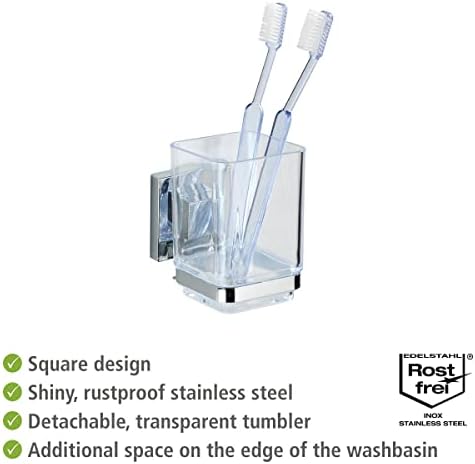 Wenko Quadro Toothbrush Holder with Vacuum-Loc SilverTransparent