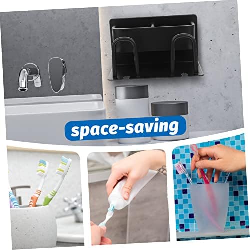 OUNONA Wall Mounted Toothbrush Holder with Drainage and Storage