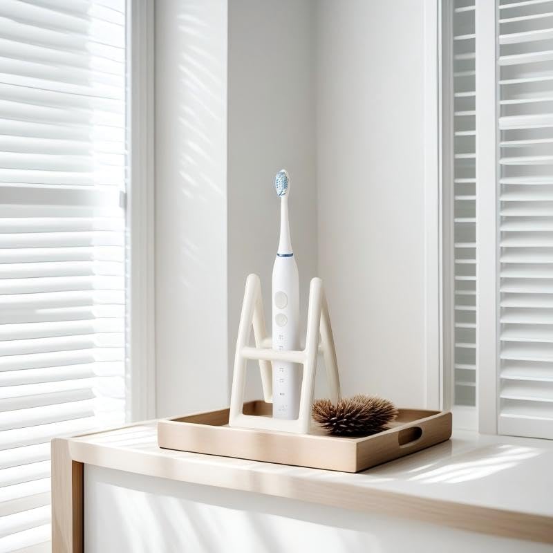 Handmade Ceramic Brush Holder Stand - Minimalist White Design